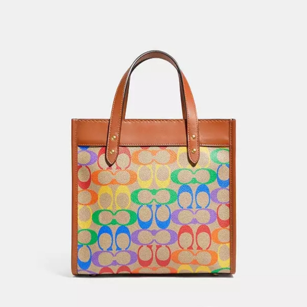 Coach Bags Field Tote 22 Rainbow Signature Canvas Pride Collection - Picture 7 of 15